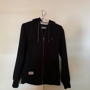 Tommy Hilfiger mens full zip hoodie sweater size small black Color